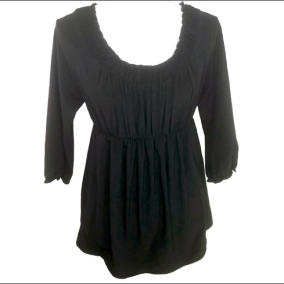 Zara Basic Black Empire Waist, Ruched Bust Top - Picture 2 of 7